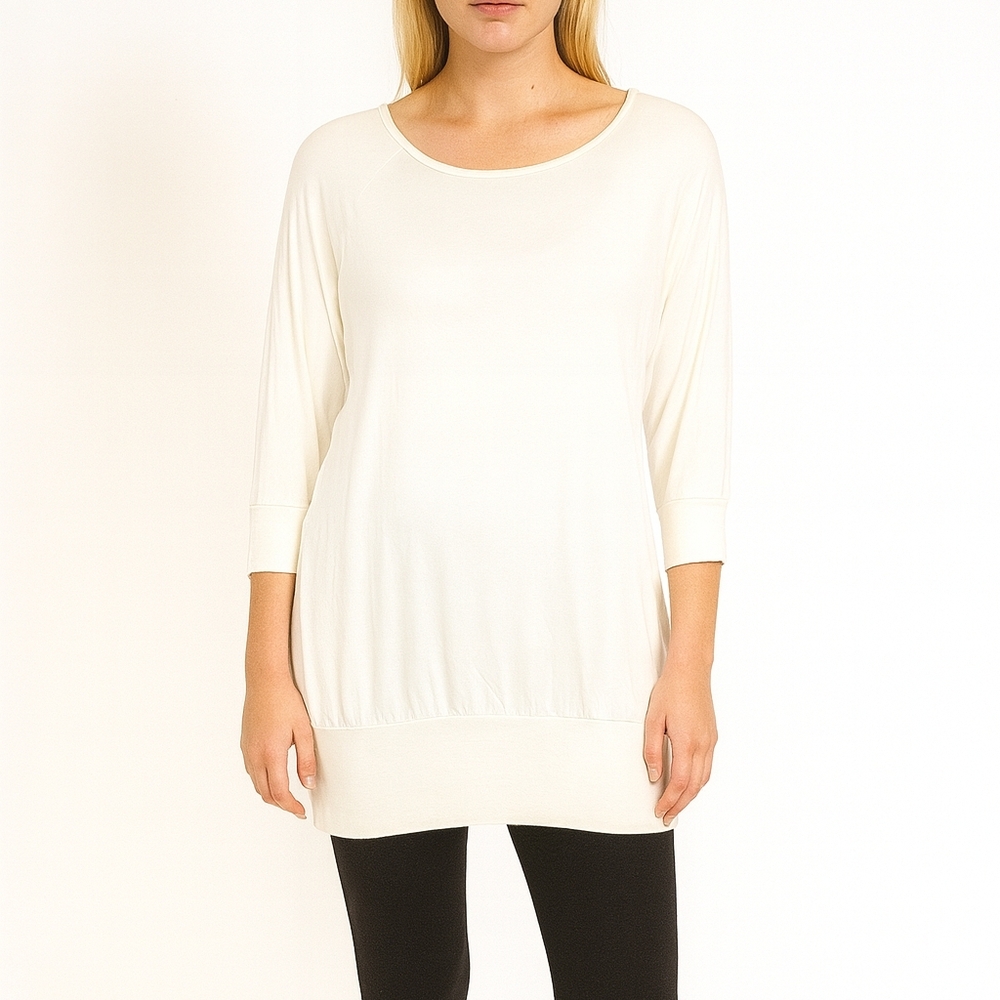 DG2 Diane Gillman Boat Neck 3/4 Sleeve Banded Top M